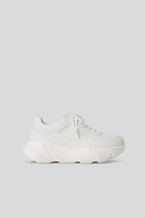 White Wave Sole Chunky Trainers