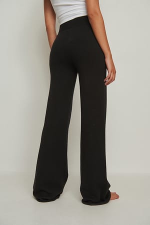 Black Pantalon large en maille