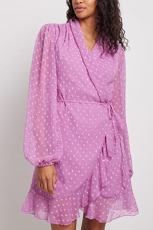 Dark Mauve Dobby mini-jurk met overslag