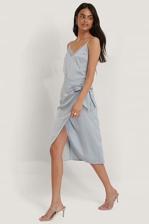 Light Blue Wrap Tie Skirt