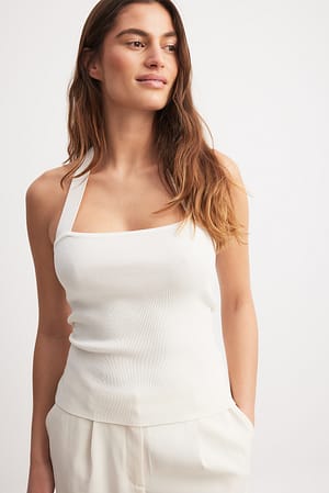 Off White Neck Detail Bandeau Top