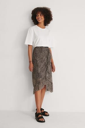 Leopard Recycled meshkjol med omlottdetalj