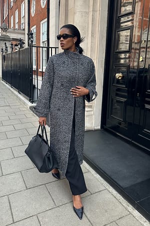 High Neck Herringbone Coat