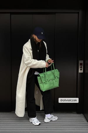 Strong Green Faux Suede Woven Shopper