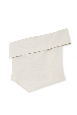 Beige One Shoulder Linen Blend Top