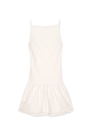 White Minikleid mit Rüschen und offenem Rücken