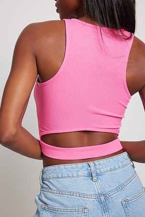 Pink Open Back Rib Singlet