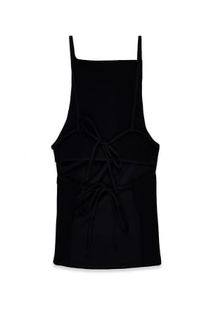 Black Open Back Tie Top