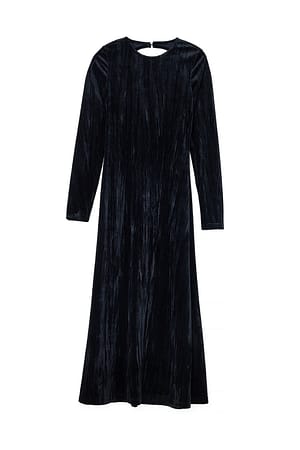 Black Samt-Midikleid mit tiefem Rückenausschnitt
