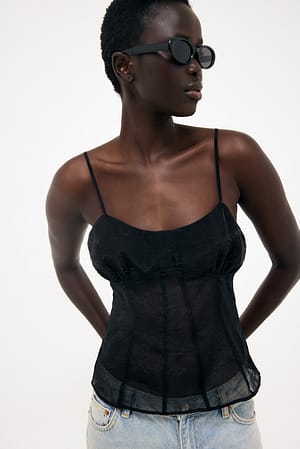 Black Organza Corset Top