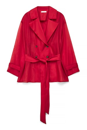 Red Blondebluse i organza med bæltedetalje