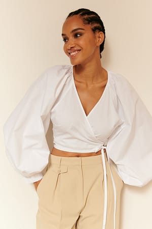 White Wrapped Tie Blouse