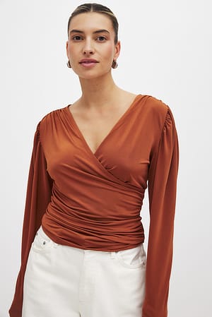 Gekruiste top met lange mouwen