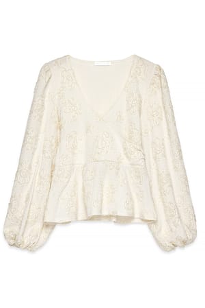 Offwhite Blusa de manga ancha con diseño envolvente