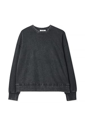 Grey Oversized sweater med acid wash