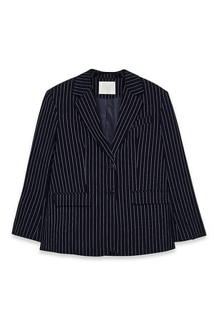 Navy Stripe Oversized randig blazer