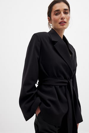 Oversized blazer med bælte