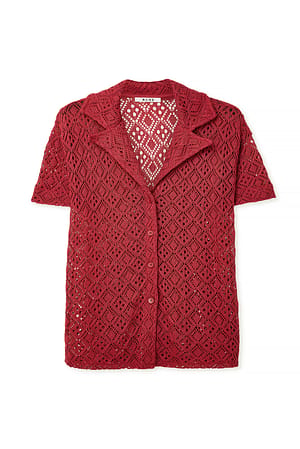 Red Oversize-Häkelshirt