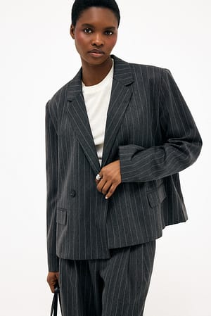 Grey Melange Americana de pana corta oversize