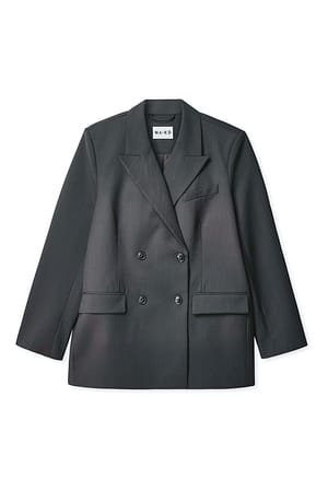 Dark Grey Oversize dobbeltradet blazer