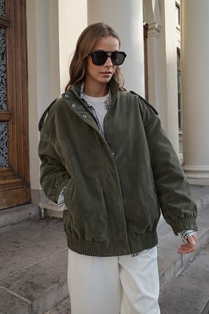 Grey Chaqueta de ante oversize