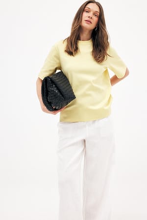 Light Yellow Oversized Heavy t-skjorte