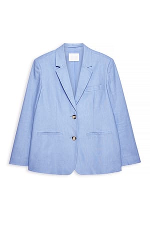 Blue Vanlig blazer i linneblandning