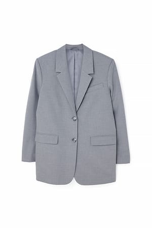 Light Grey Blazer oversize en tissu mélangé