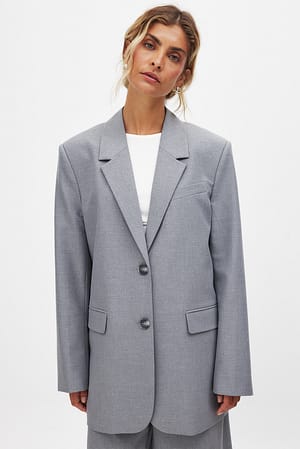 Light Grey Americana oversize mezcla de tejido