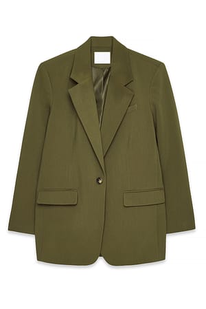 Kaki Oversized maxiblazer med en knap