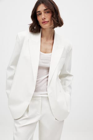 White Oversized blazer met overslag