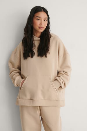 Beige Oversized Pocket Hoodie