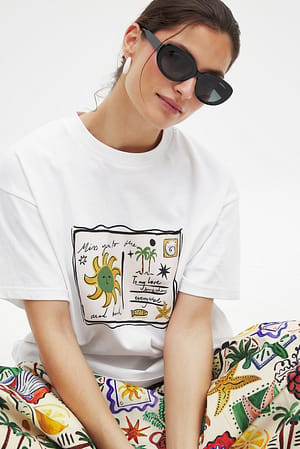 Oversized t-shirt med tryck