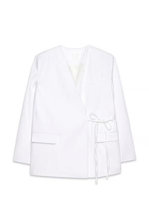 White Blazer oversize à détail noué