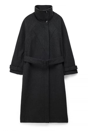 Grey Oversized frakke i uld