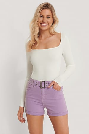 Wild Orchid Belted Denim Shorts