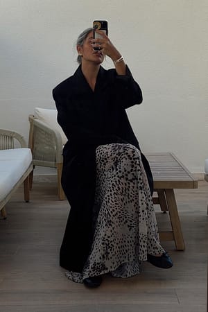 Grey Leopard Maxi bedrukte doorschijnende rok