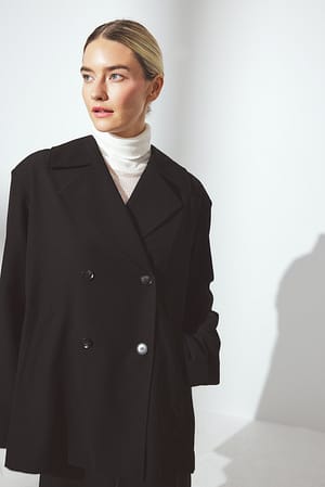 Black Pleat Detail Trenchcoat