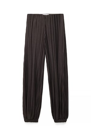 Brown Pleated Balloon Trousers
