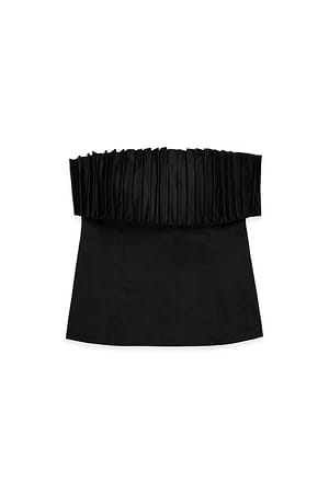 Black Pleated Bandeau Top