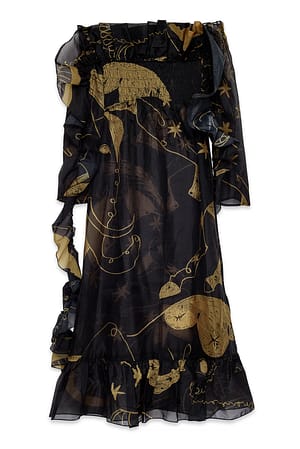 Black Print Kjole med print