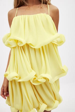 Yellow Printed Flounce Mini Dress