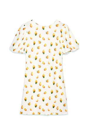 Fruit Print Minikleid mit Puffärmeln und Print