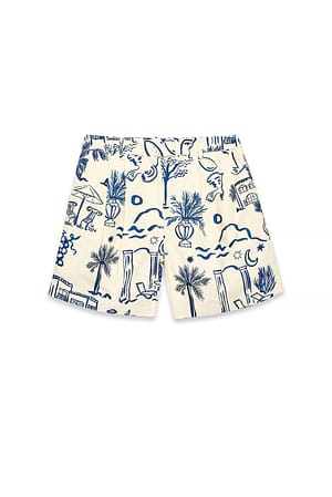 Blue Print Shorts med tryck