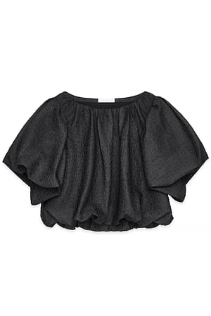 Black Vid bluse med pufærmer