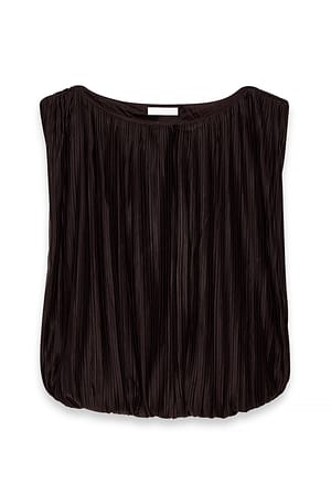 Brown Plisserad puffy topp