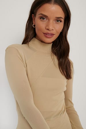 Light Beige Front Detail Knitted Top