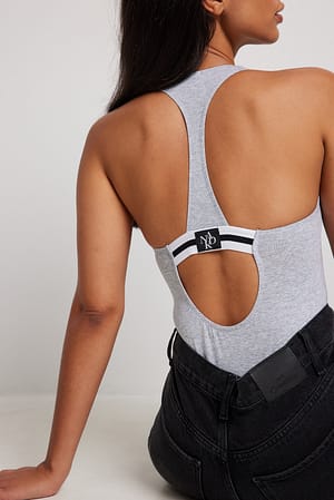 Grey Melange Katoenen body met racer back