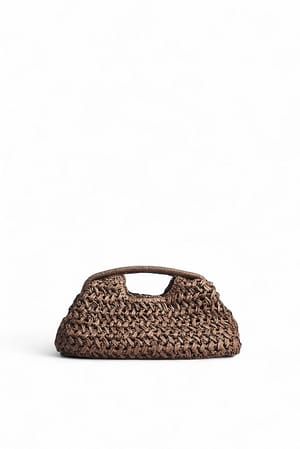 Brown Clutch i raffia