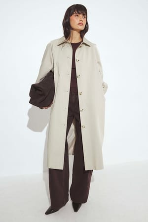 Beige Raglan Sleeve Trenchcoat